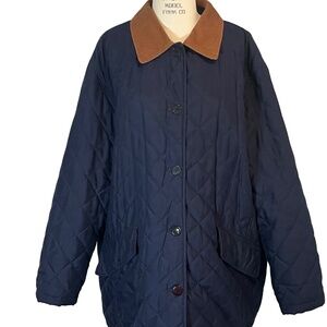 Lauren Ralph Lauren Quilted Navy Blue Barn Chore Coat Jacket Corduroy Collar 2XL